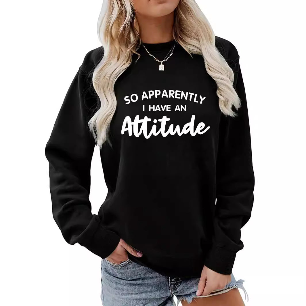 Back collar and velvet sweatshirt round neck slogan spoken language