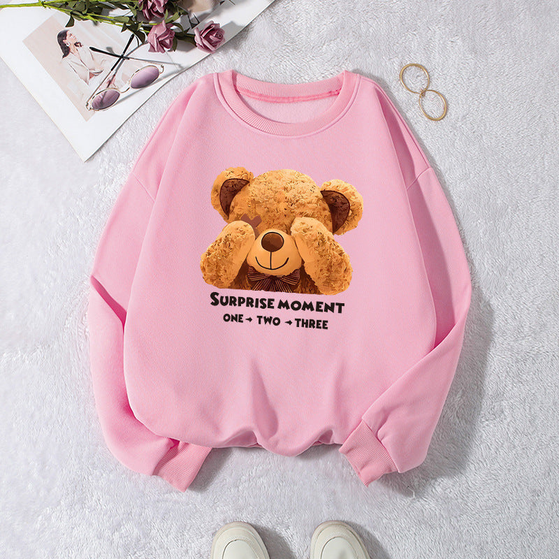 Collar and fleece hoodie round neck letter print