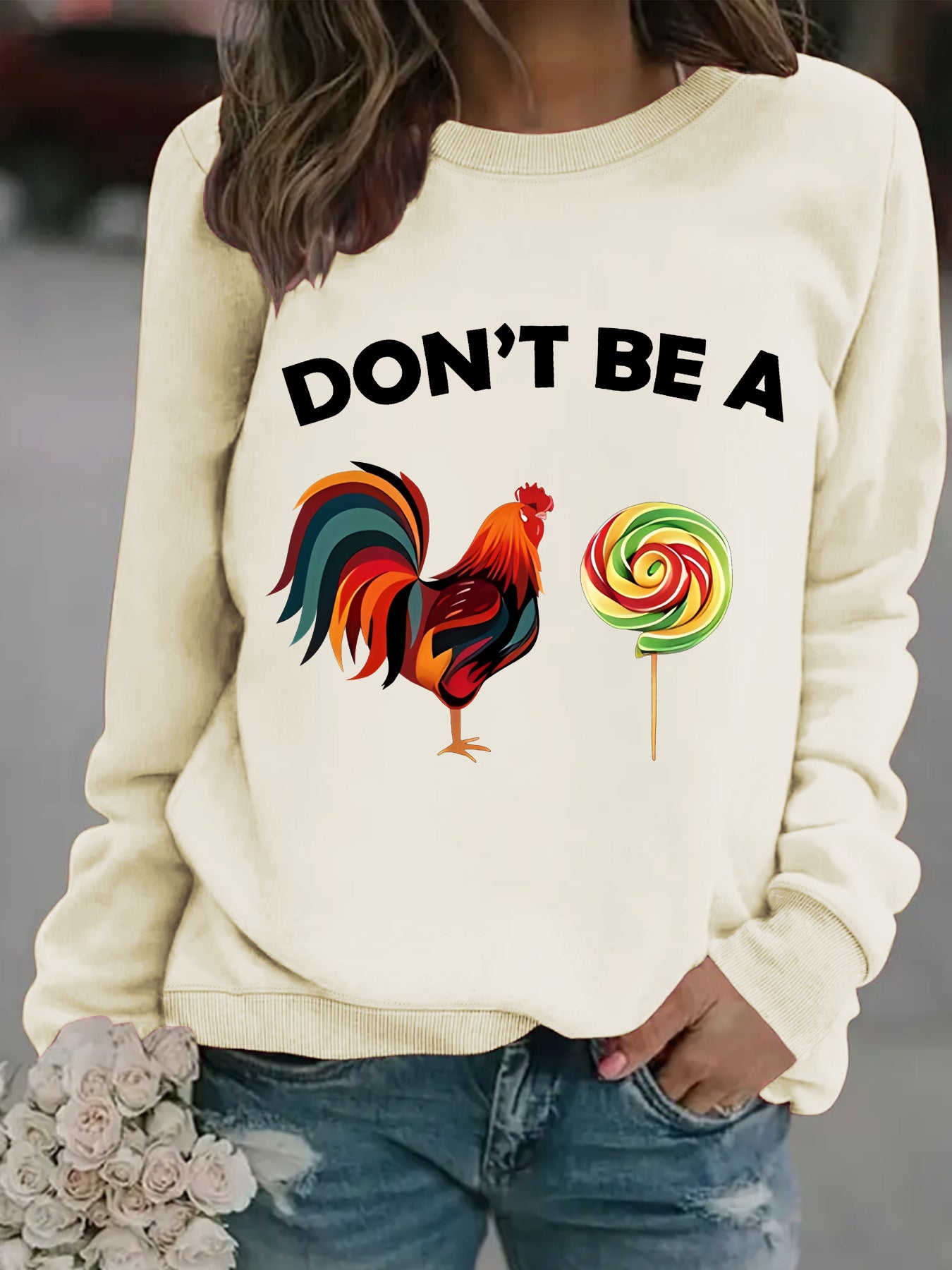 DONT rooster lollipop printed pullover sweatshirt