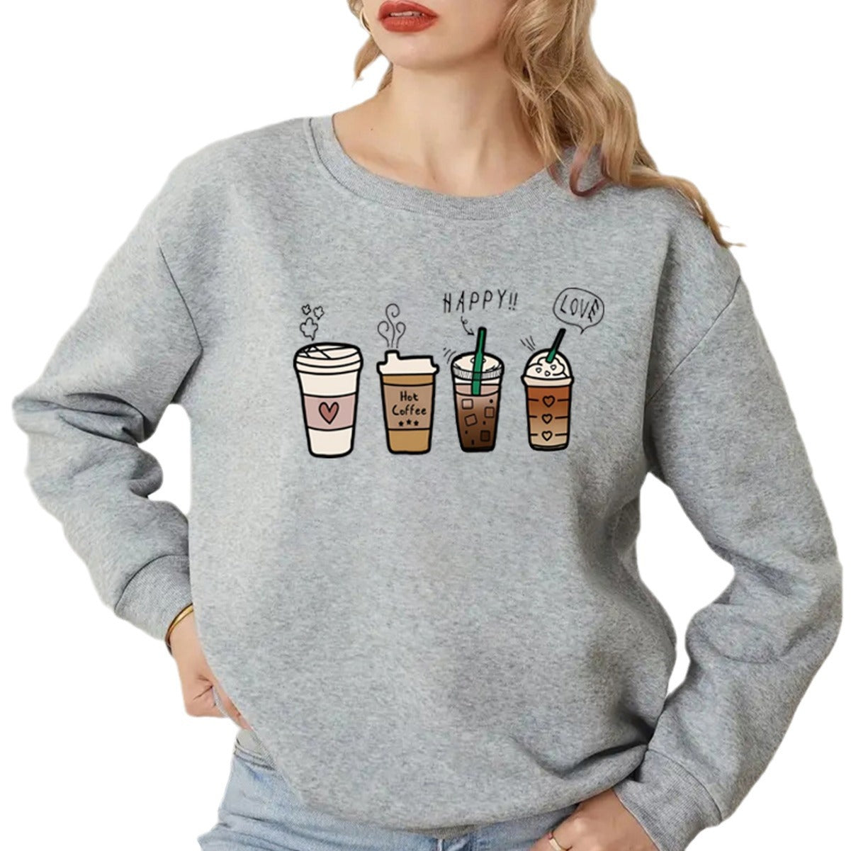 Back collar with velvet sweatshirt round neck letters