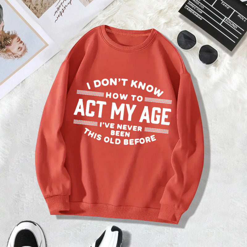 Back collar with fleece sweatshirt round neck ACTMY print