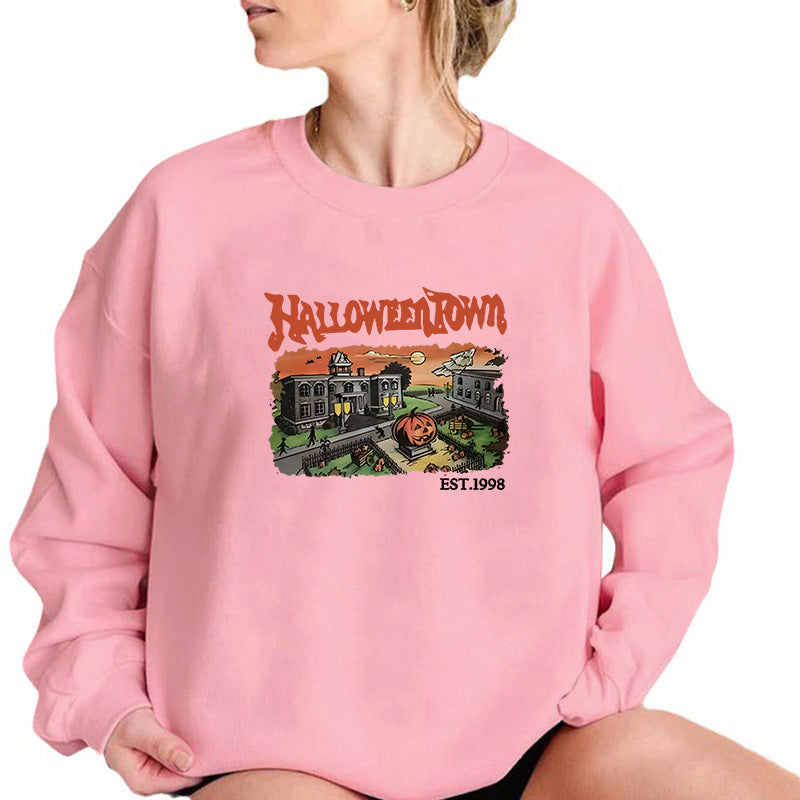 Back collar with velvet sweatshirt round neck letter print