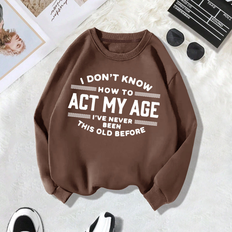 Back collar with fleece sweatshirt round neck ACTMY print