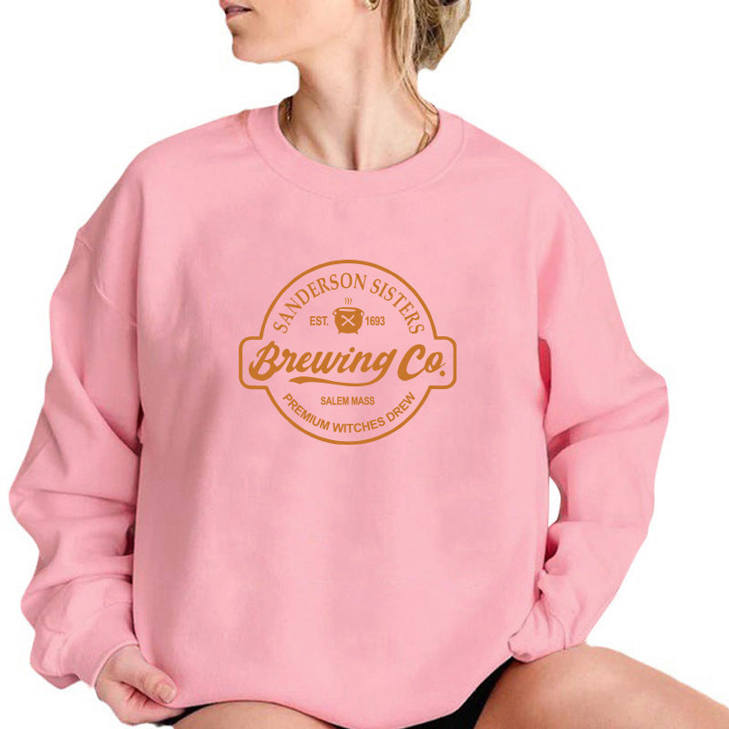 Back collar with velvet sweatshirt round neck letter print
