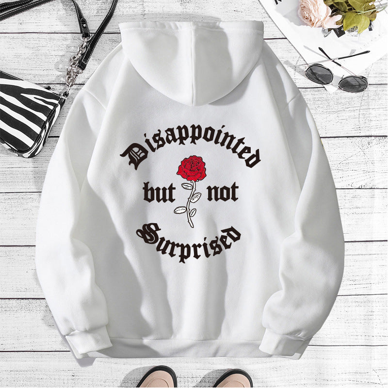 Letter printed hooded sweatshirt with back collar and fleece