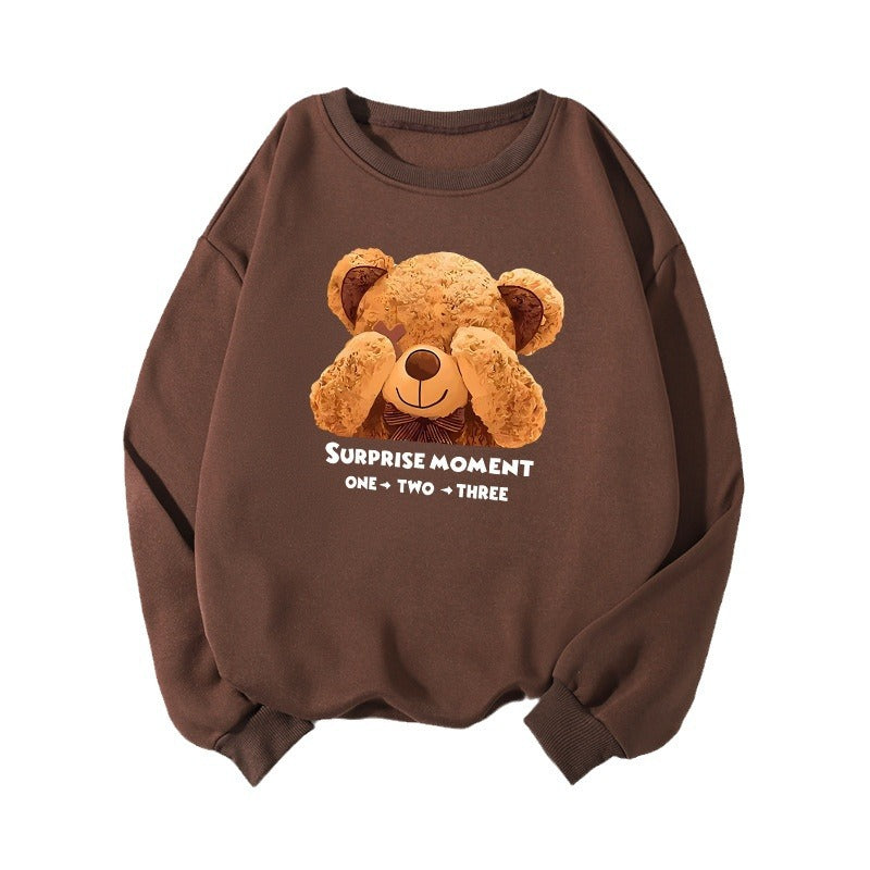 Collar and fleece hoodie round neck letter print