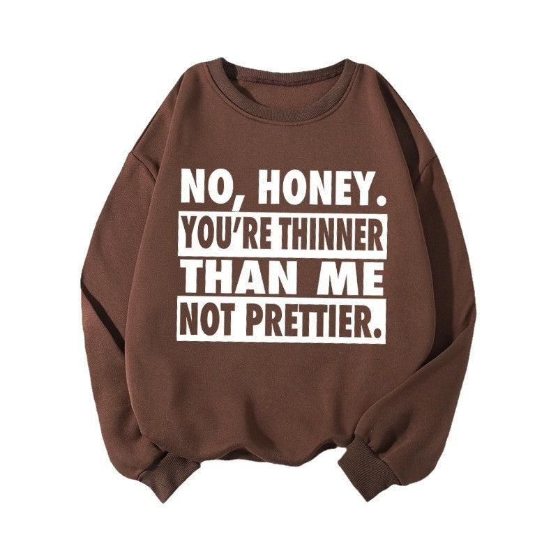 Back collar with velvet sweatshirt round neck letter print