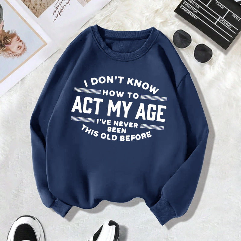 Back collar with fleece sweatshirt round neck ACTMY print