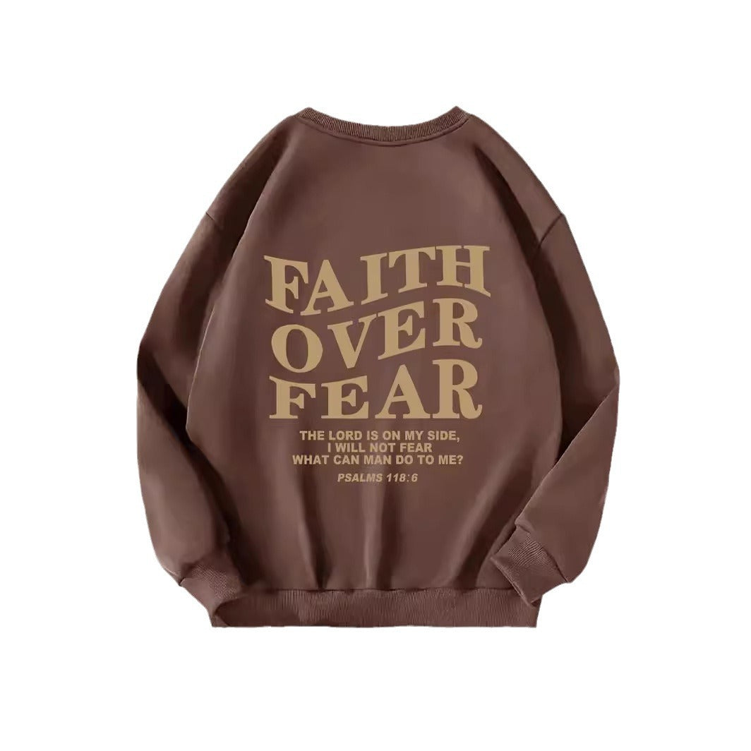 Back collar with velvet sweatshirt round neck letter print