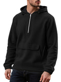 Solid color half zip hooded men's pullover