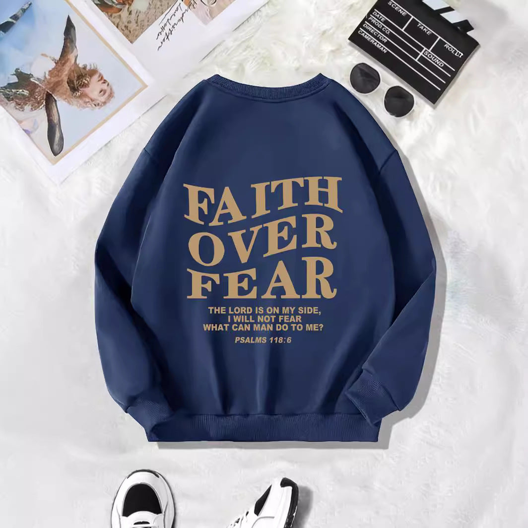 Back collar with velvet sweatshirt round neck letter print