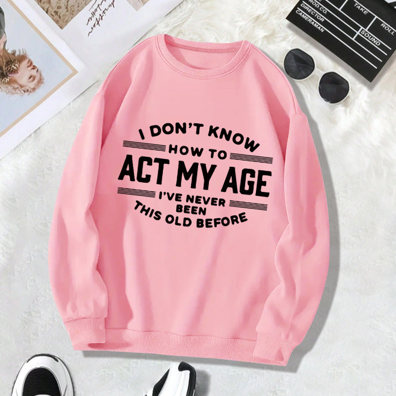 Back collar with fleece sweatshirt round neck ACTMY print