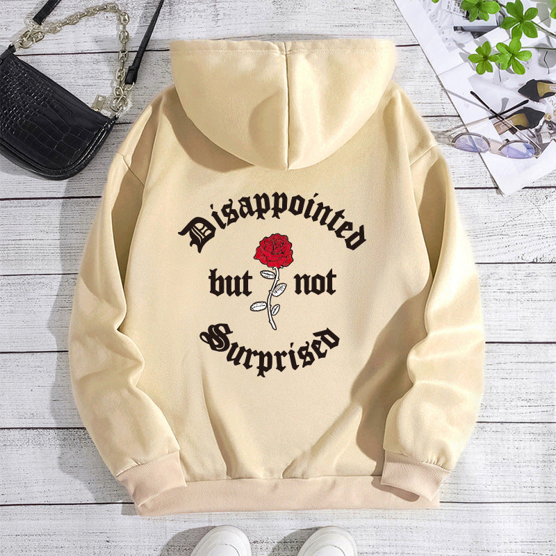 Letter printed hooded sweatshirt with back collar and fleece