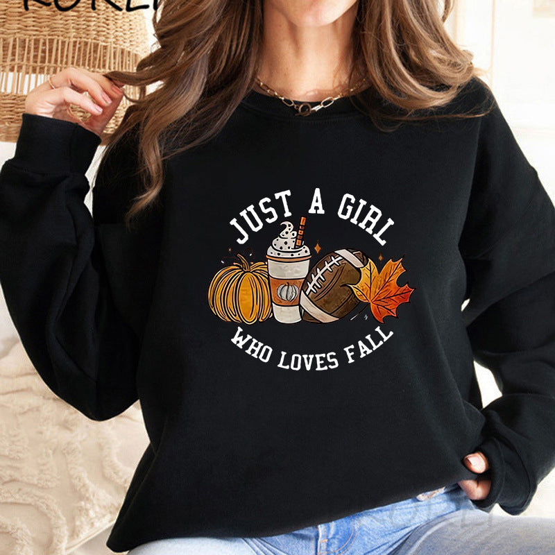 Back collar with plush hoodie round neck JUSTAGIRL pumpkin