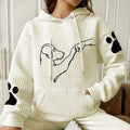 Waffle hooded long sleeved cartoon printed hoodie