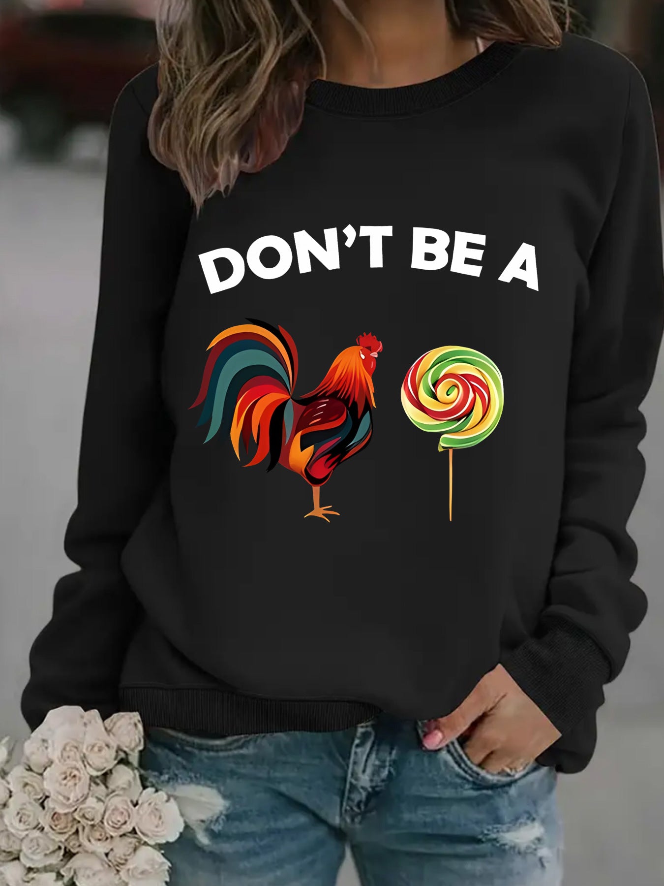 DONT rooster lollipop printed pullover sweatshirt