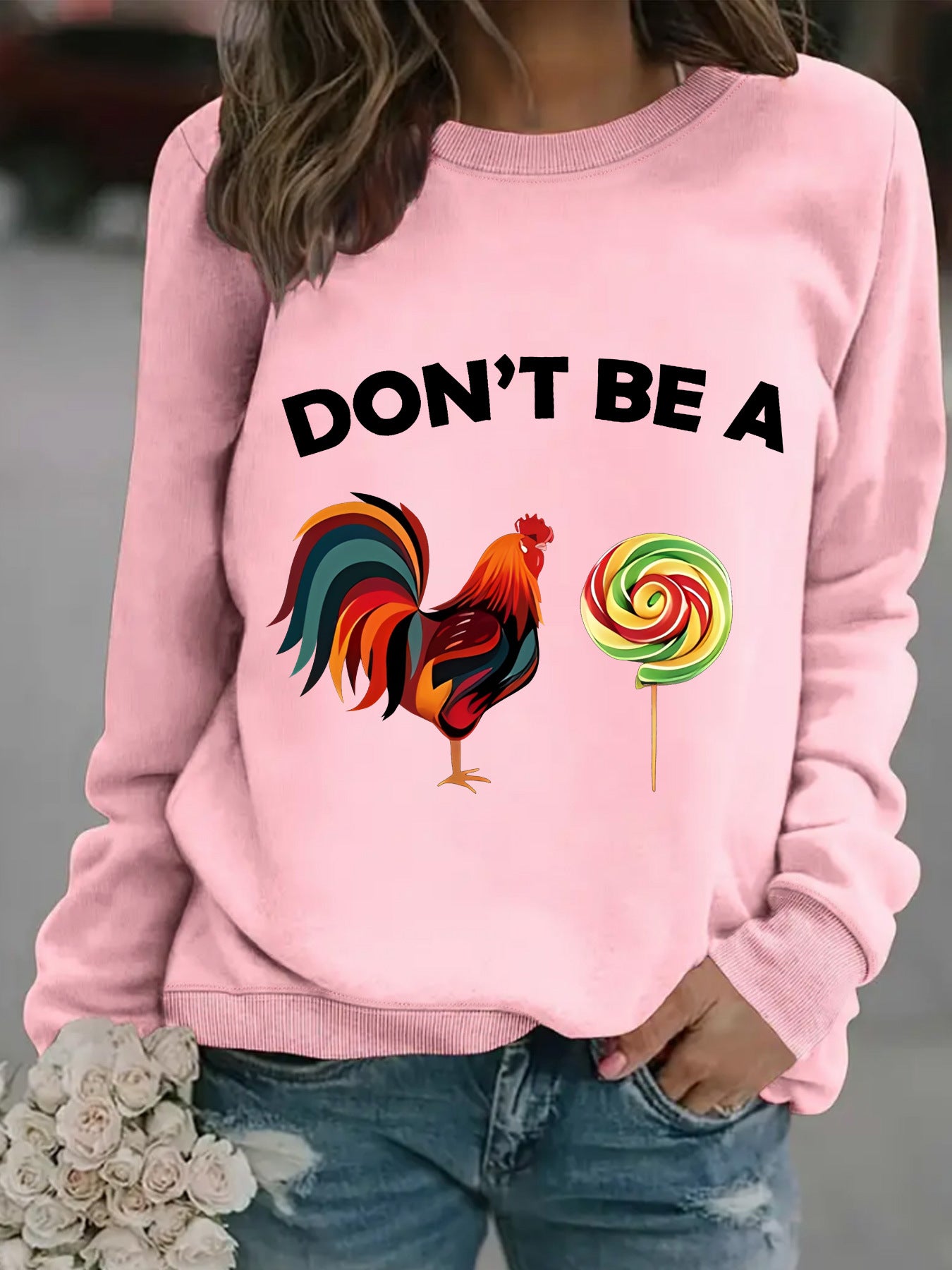 DONT rooster lollipop printed pullover sweatshirt