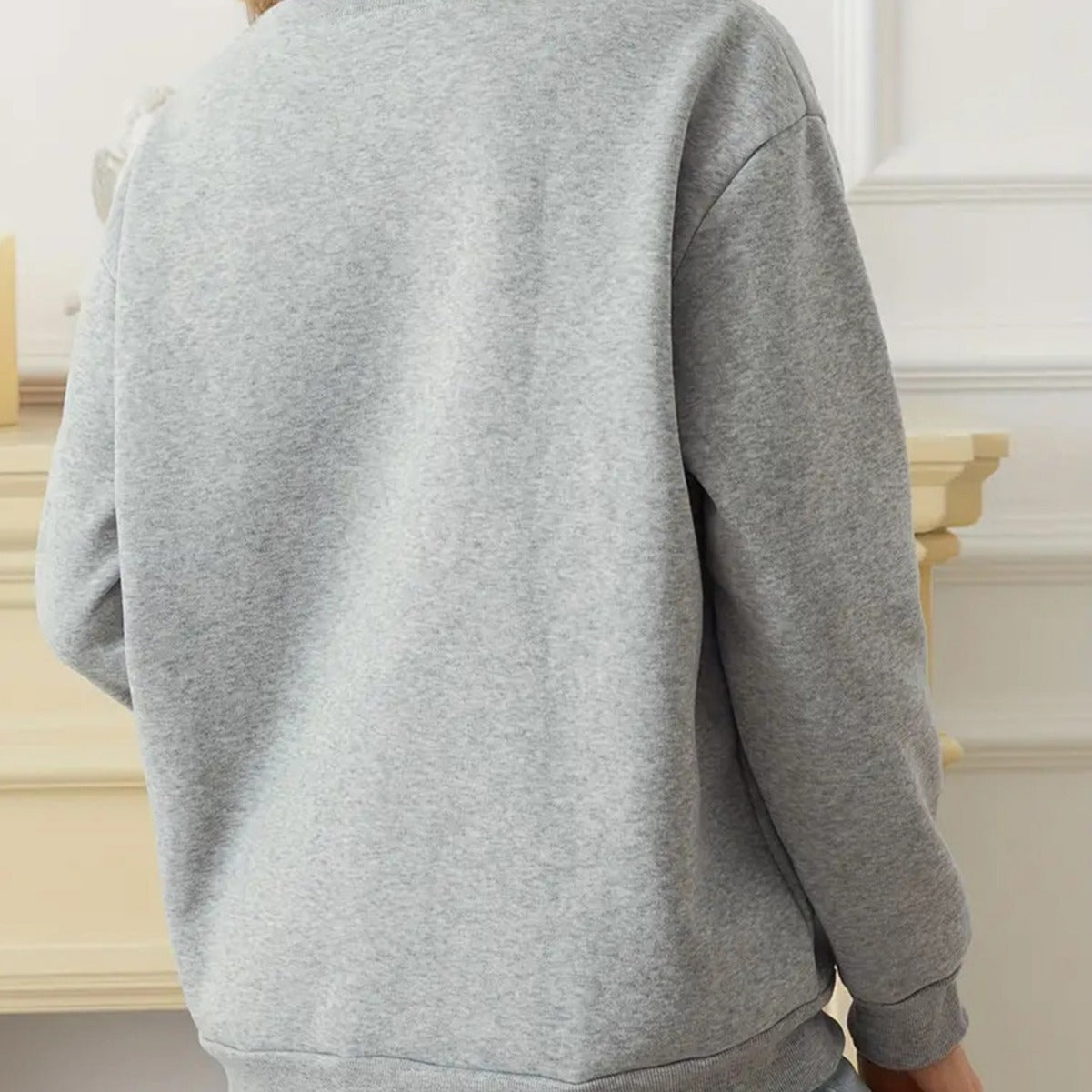 Back collar with velvet sweatshirt round neck letters