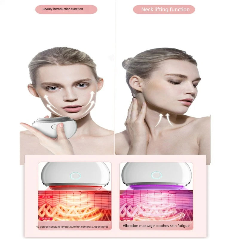 Face Skin Care Machine Electric Scraping Instrument Neck Face Lift EMS Micro Current Vibration Heating Household Beauty Device